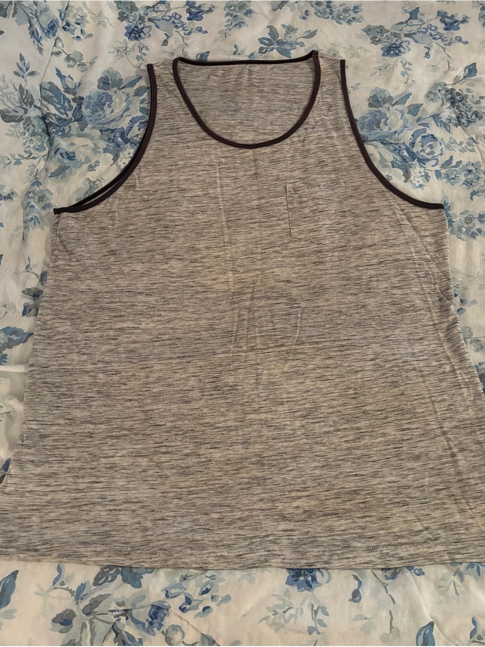 Heather Gray Tank Top with Dark Trim